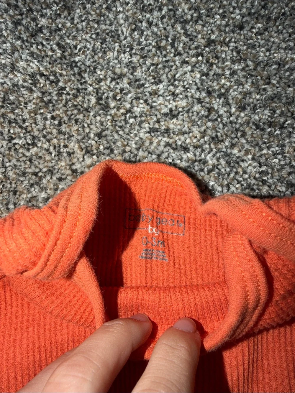 Orange Long-Sleeve Waffle Baby One-Piece